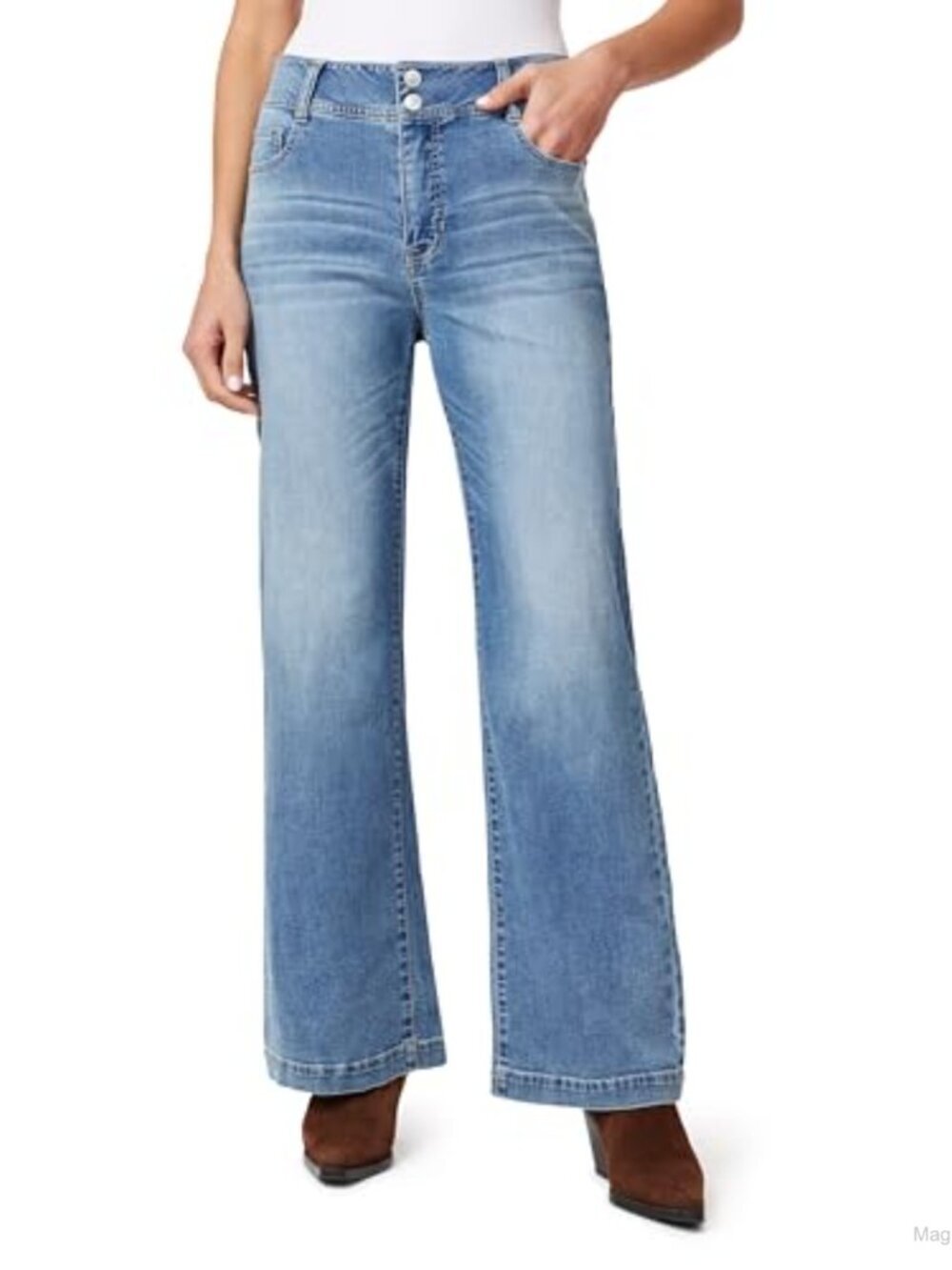 Women's High Rise Curvy Flared Jeans 31.5in Inseam Cotton Spandex Stretch